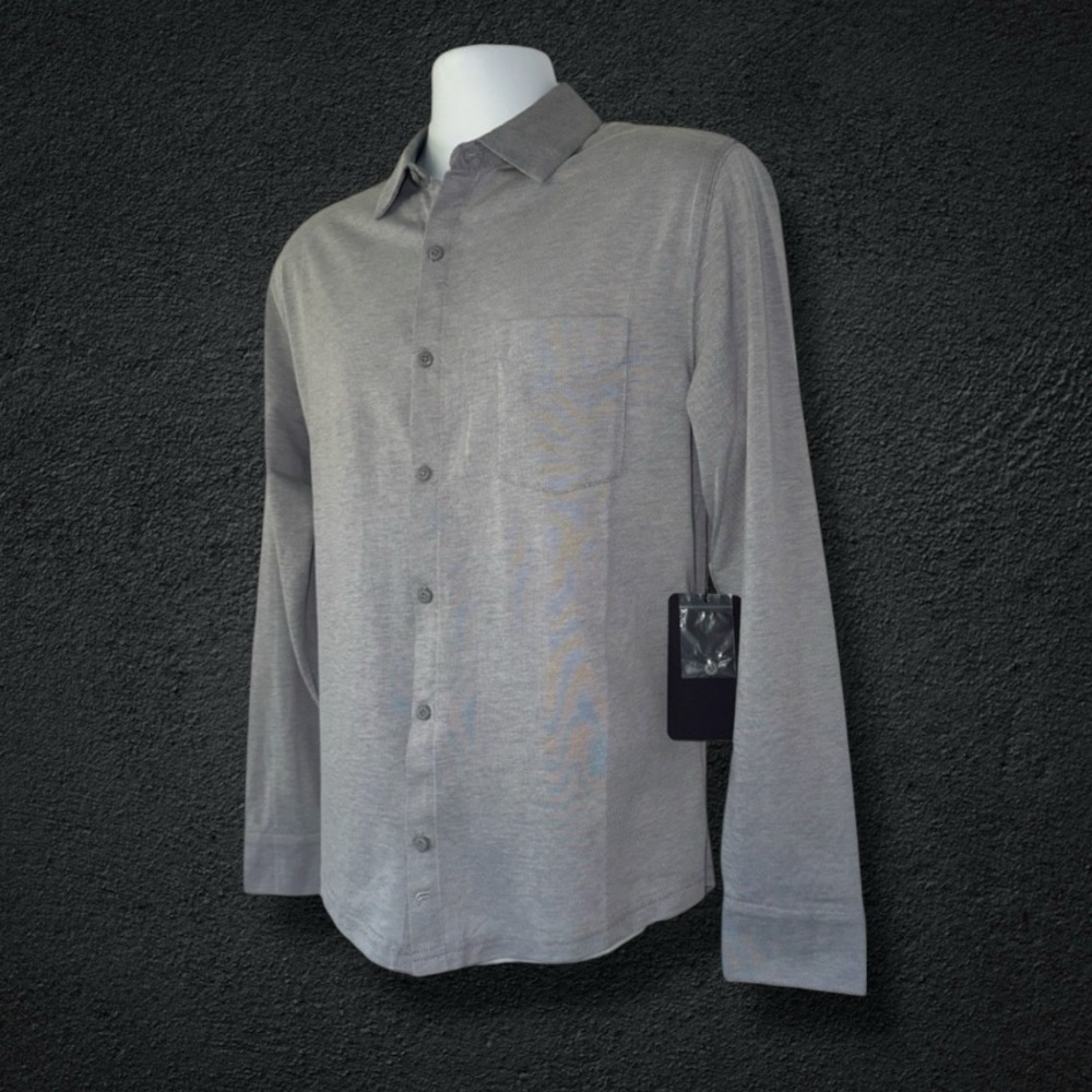 Fabletics The Dash Long Sleeve Gray Button-Up Shi… - image 3